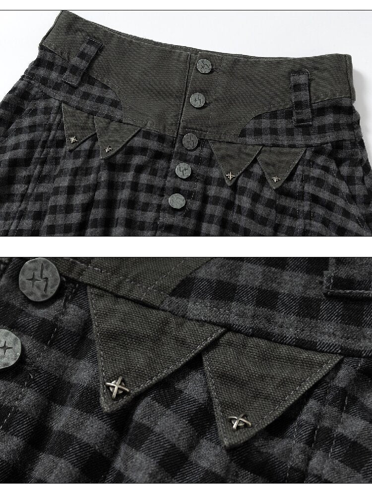 Raw Edge Plaid Patchwork Skirt【s0000016264】