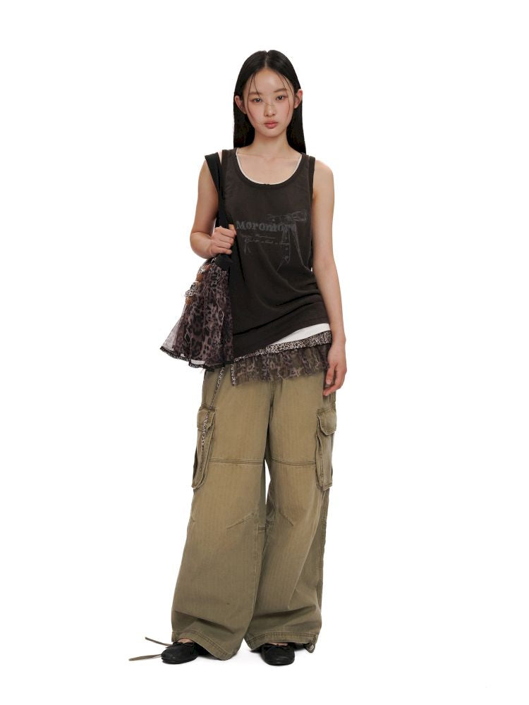 Drawstring Peplum work pants【s0000012494】