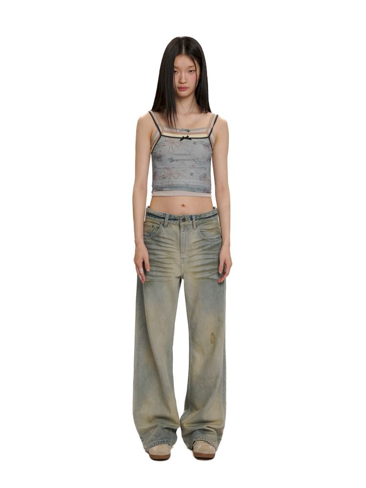 Three pieces of material splicing camisole【s0000012511】