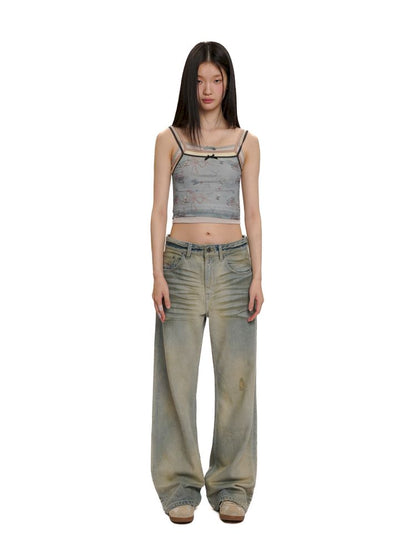 Three pieces of material splicing camisole【s0000012511】
