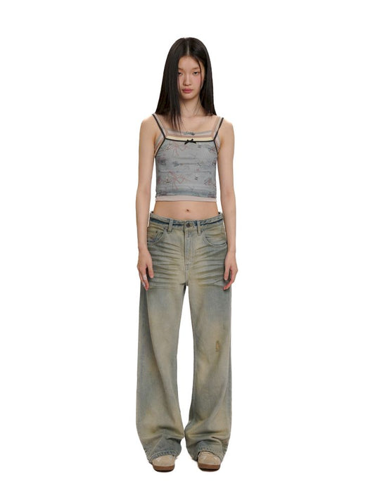 Three pieces of material splicing camisole【s0000012511】