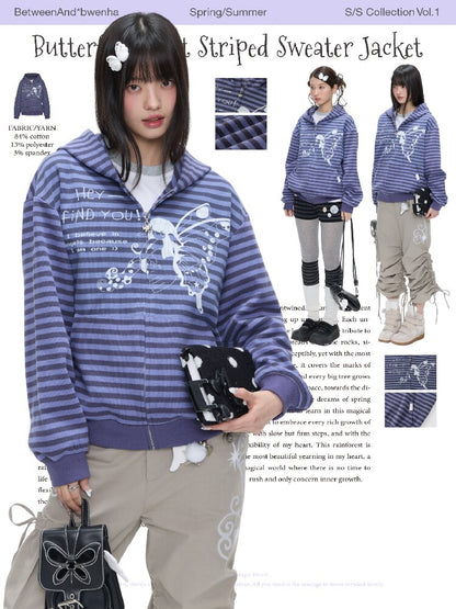 Vintage Striped Hooded Sweatshirt【s0000016380】