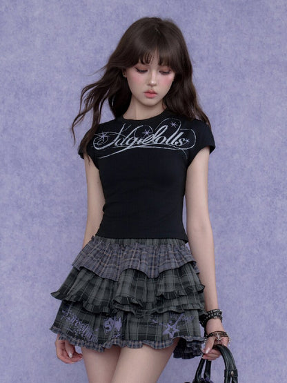 Trendy Sweet Spicy Print Tie-Neck T【s0000017282】