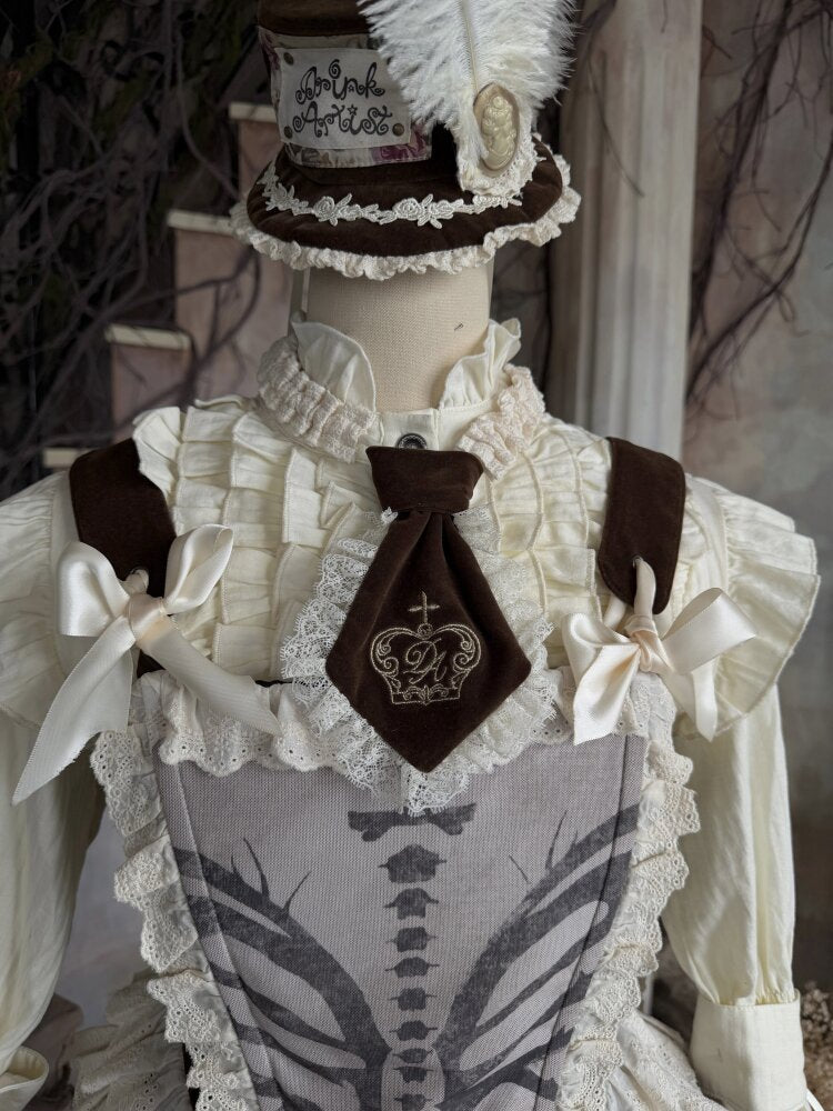 Brown Velvet Top Hat Tie【s0000015617】