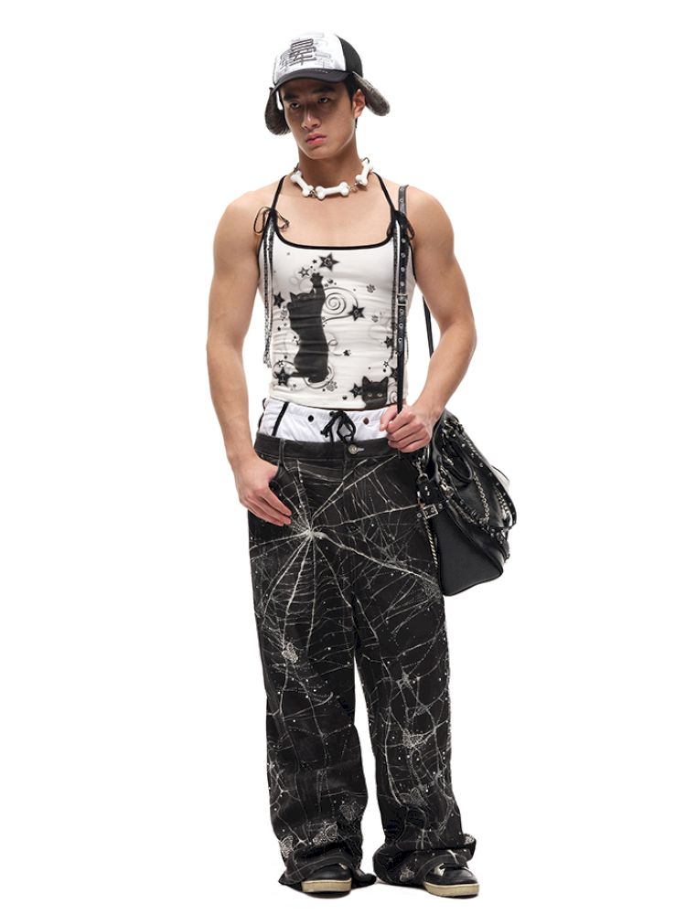 Black Cat Print Camisole【s0000012585】