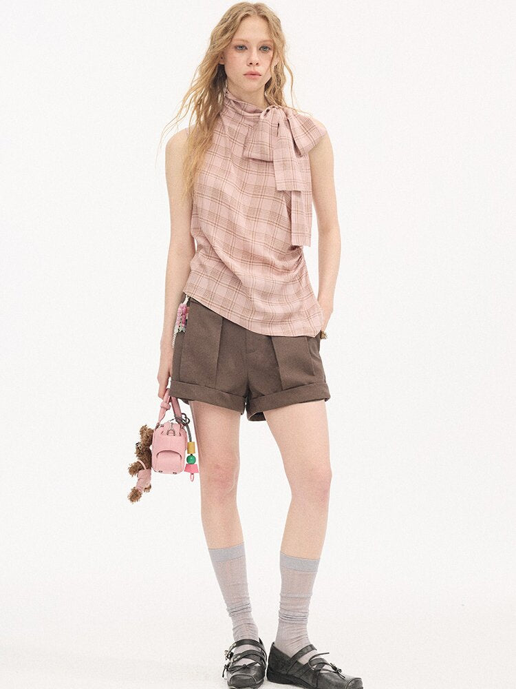 Wool Pinch Pleated Curled Shorts【s0000015904】