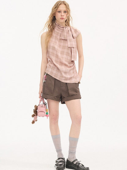 Wool Pinch Pleated Curled Shorts【s0000015904】