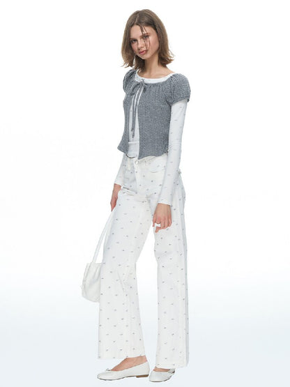 Twisted Cord Puff Sleeve Knit【s0000015883】