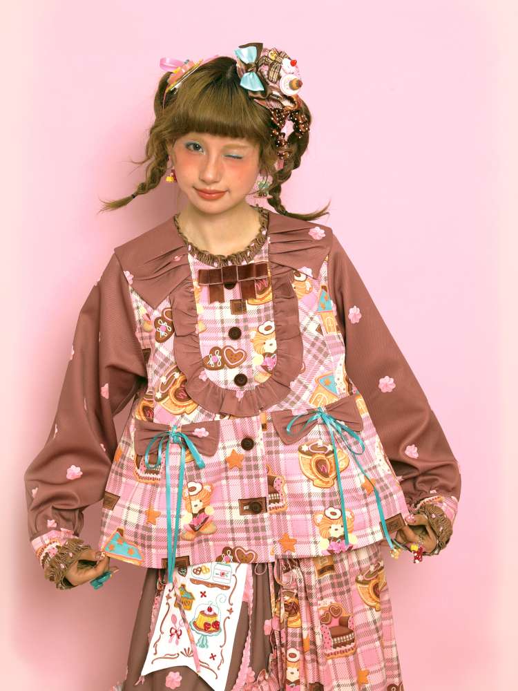 Pink-Brown Vintage Doll-Style Jacket【s0000014514】