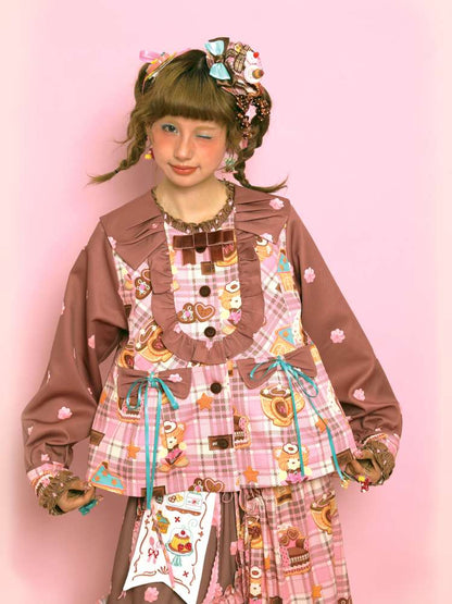 Pink-Brown Vintage Doll-Style Jacket【s0000014514】