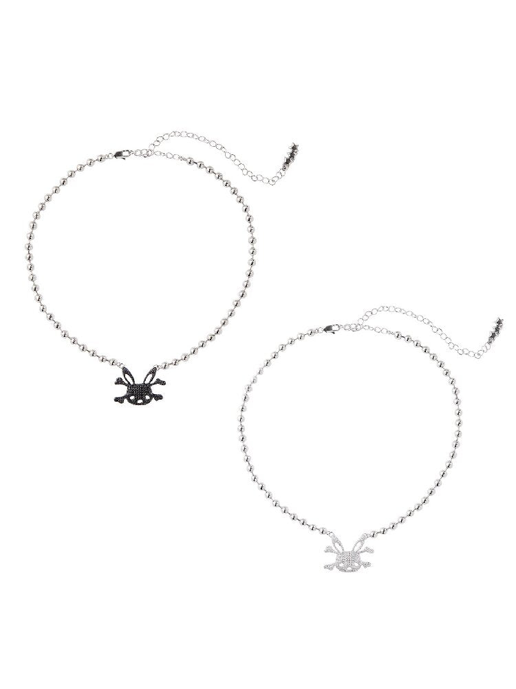 Full Diamond Bunny Skull Necklace【s0000016045】