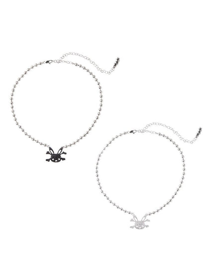 Full Diamond Bunny Skull Necklace【s0000016045】
