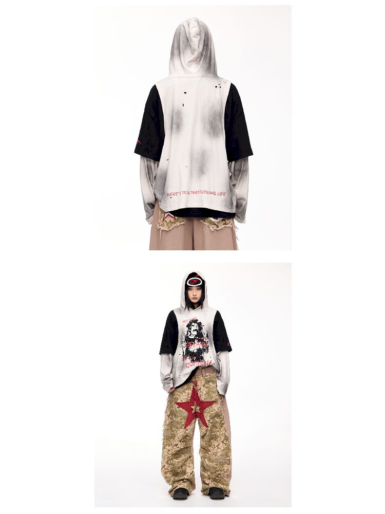 Color Rubbed Printed Long Sleeve Tee【s0000011696】