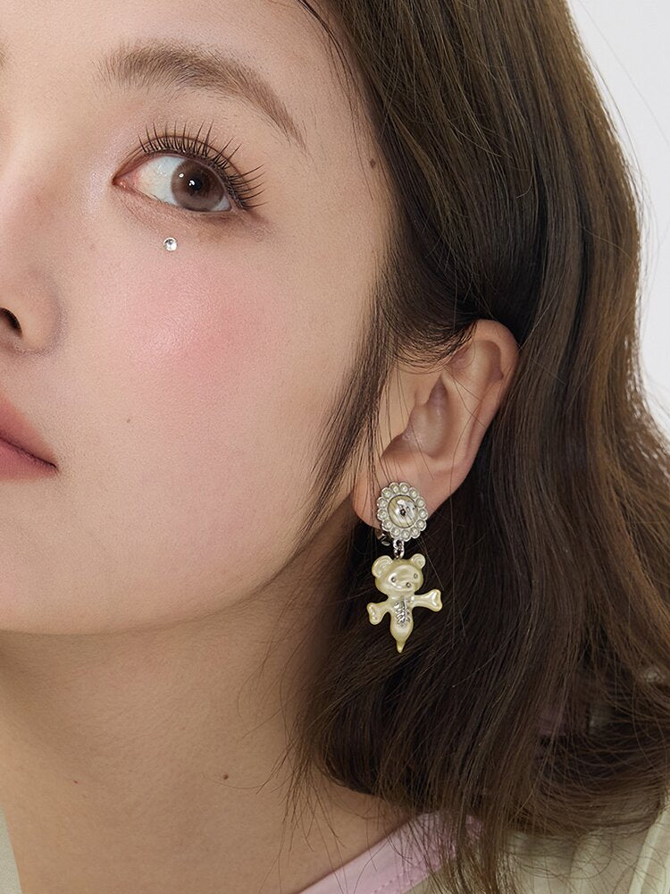 Two Color Resin Bear Ghost Earrings【s0000016190】