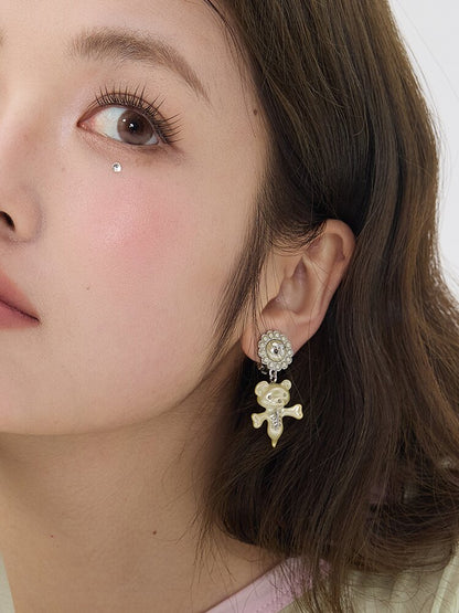 Two Color Resin Bear Ghost Earrings【s0000016190】