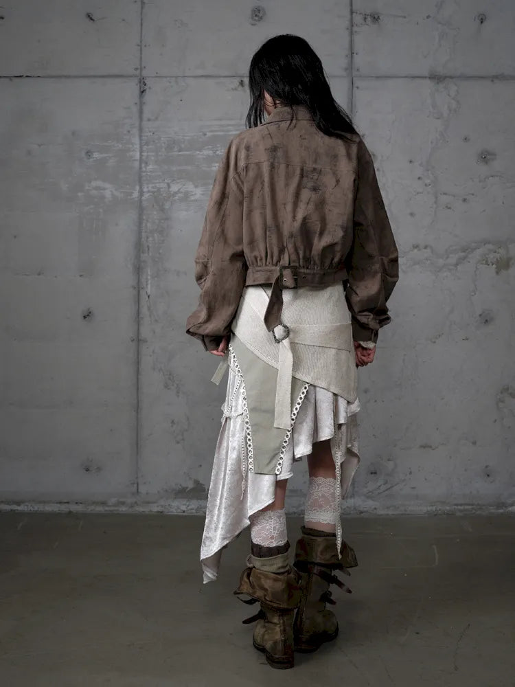 Plaid functional distressed dirty jacket【s0000014114】