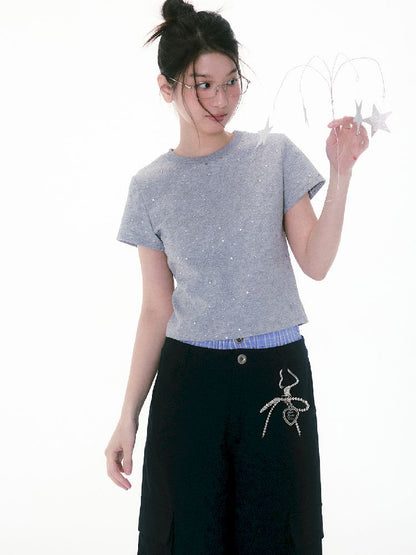 Slim Micro Loose Round Neck Tops【s0000011991】