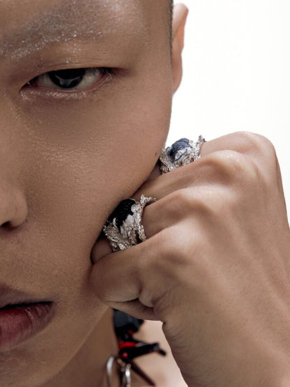 Futuristic Denim Silver Open Ring【s0000018816】