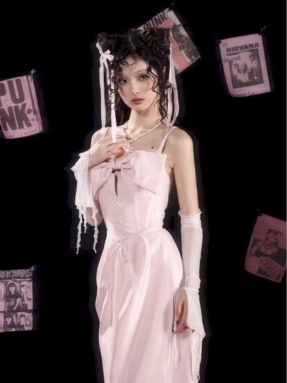 Pink Bow Small Gown Dress【s0000009715】