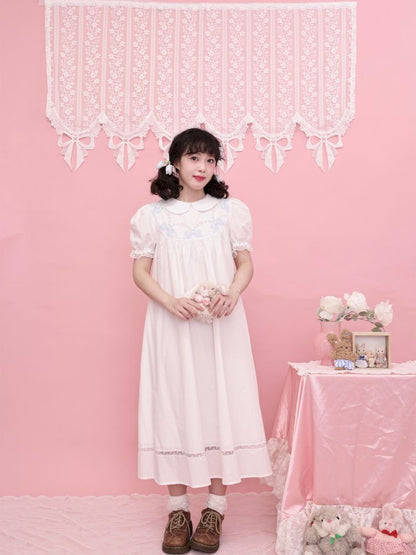 Neck Wreath Bow Embroidered Dress【s0000013491】