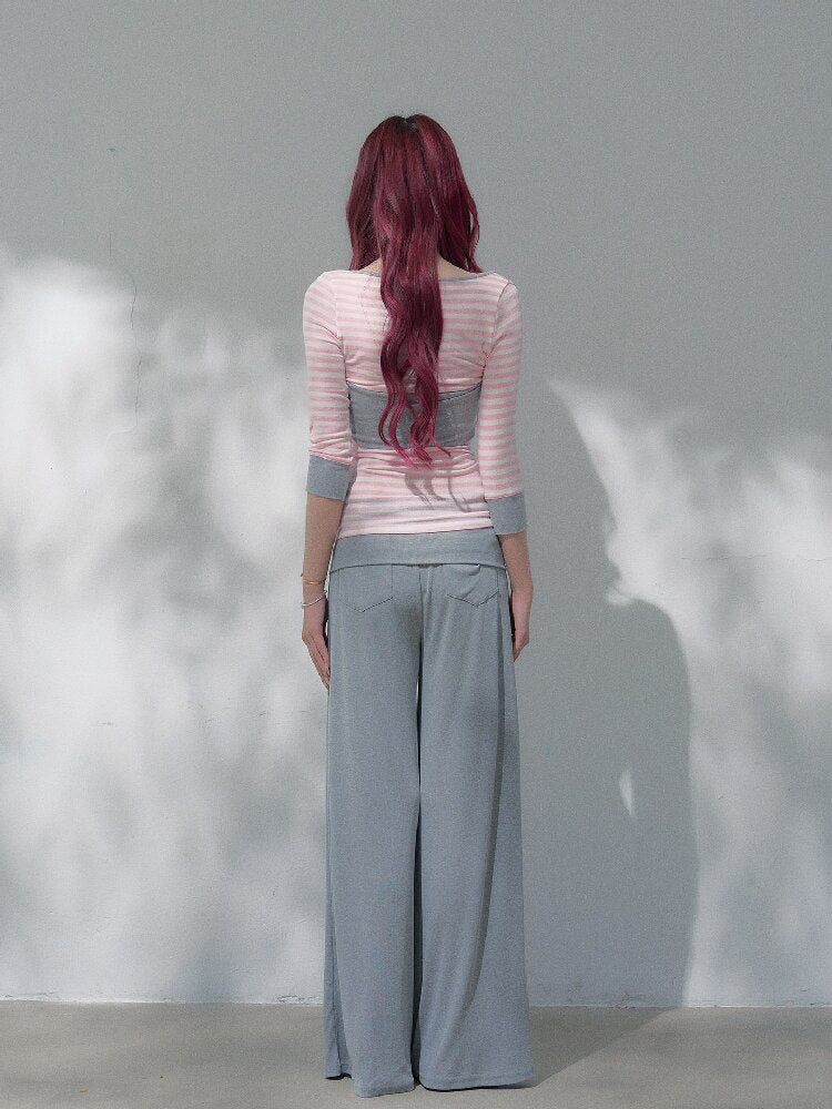 Striped Mid Sleeve Base Top【s0000019262】