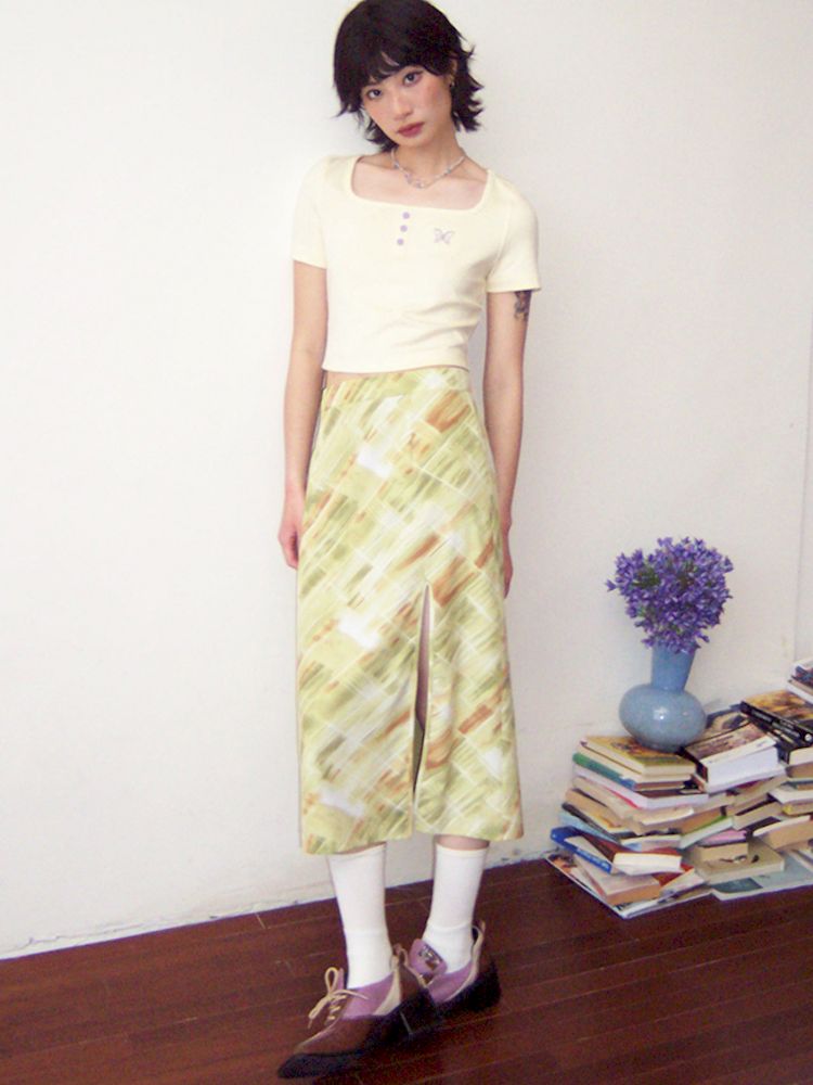 Printed Split Halter A-Line Casual Skirt【s0000008832】