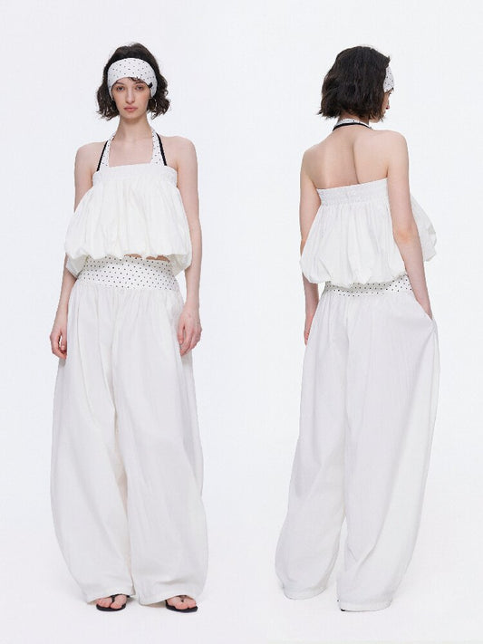 Backless Bandeau Wide Waist Pants【s0000015920】