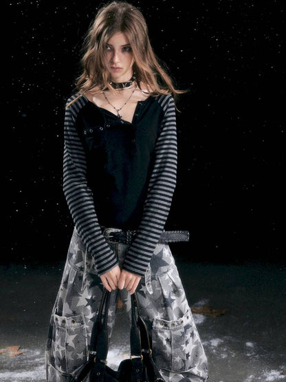 Striped Raglan Sleeve T-Shirt【s0000014430】