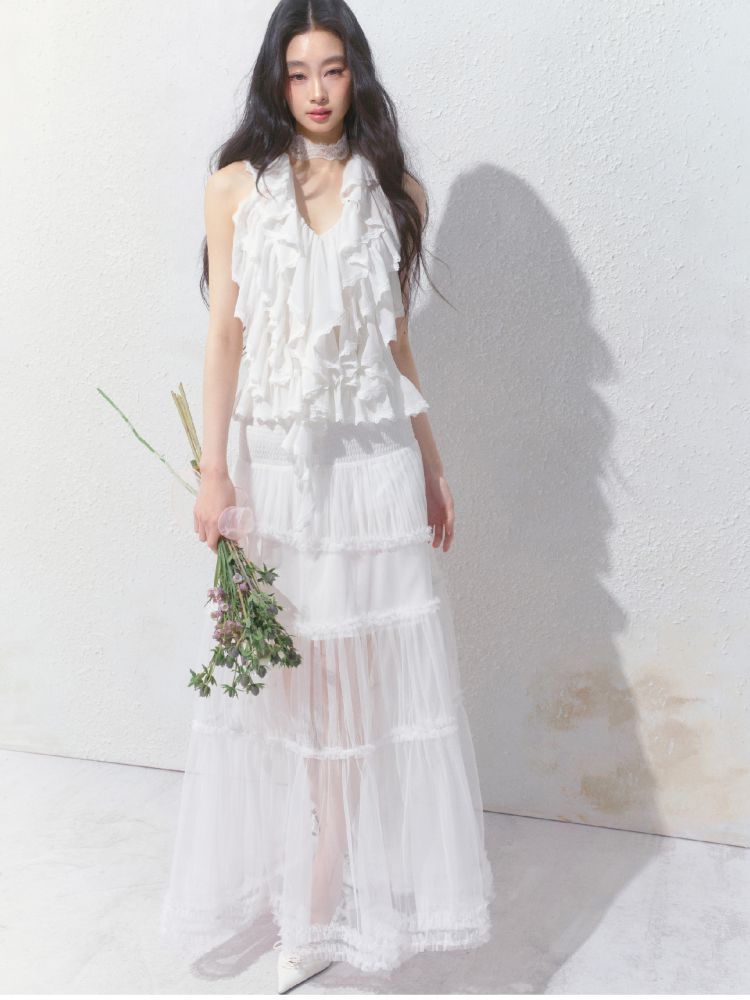 Semi-Sheer Vibe Halter Long Skirt【s0000012158】