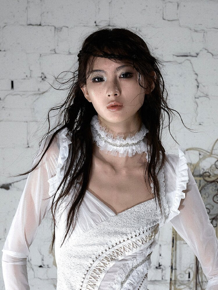 Court Pleated Lace Silk Scarf Waist【s0000016997】