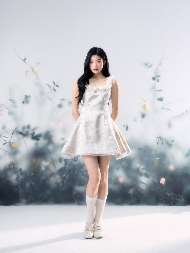 Oil Painting Jacquard Rose Dress【s0000015915】