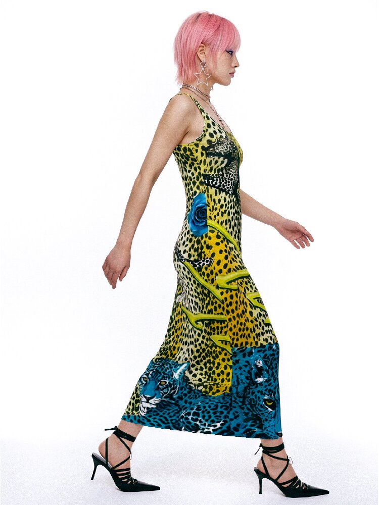 Vintage Leopard Print Fitted Dress【s0000017405】