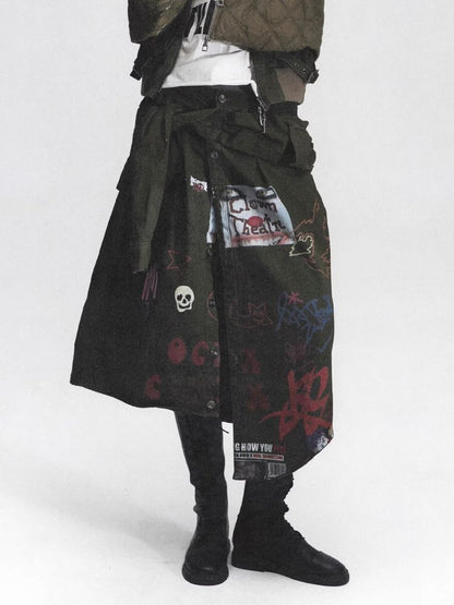 Airbrushed Denim Punk Halter Skirt【s0000011630】