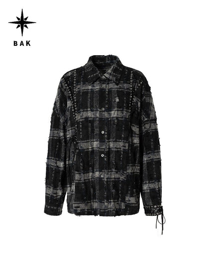 Plaid Strap Torn Long-Sleeved Shirt【s0000016258】