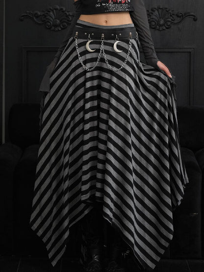 Striped Irregular Two Piece Skirt【s0000018176】