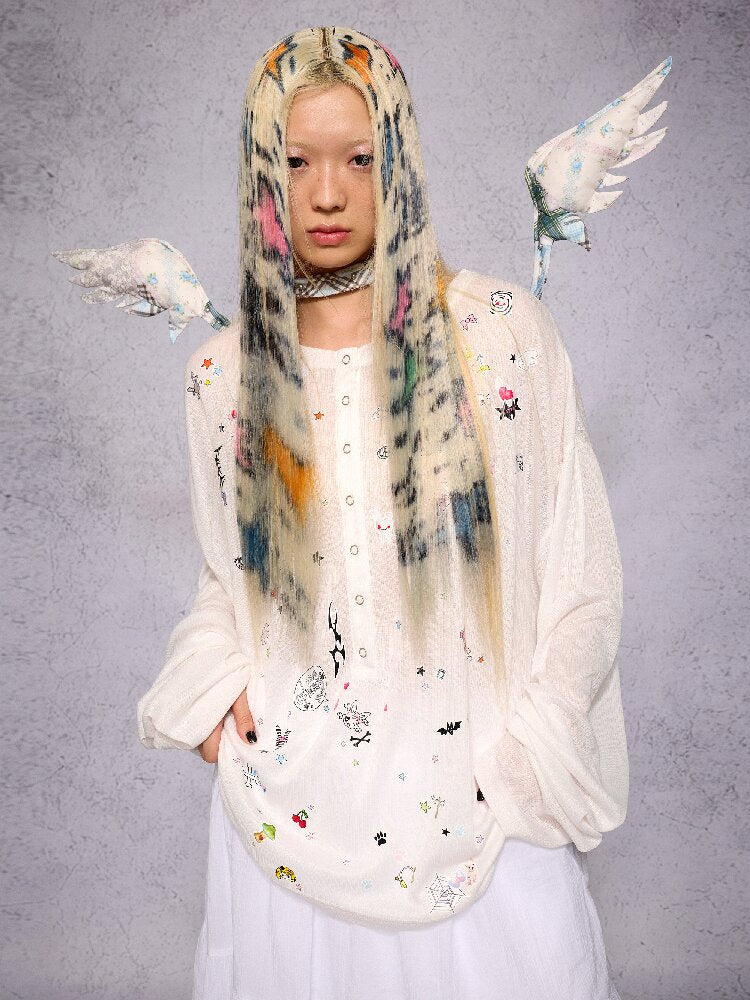 Sticker Print Open Front Top【s0000018734】