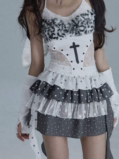 Cross Gothic Lace Patchwork Vest【s0000016718】