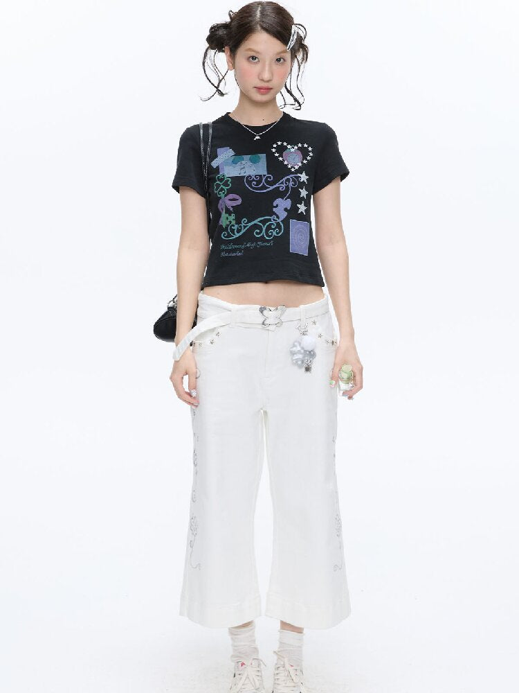 Two Color Vine Slim Short T-Shirt【s0000016407】