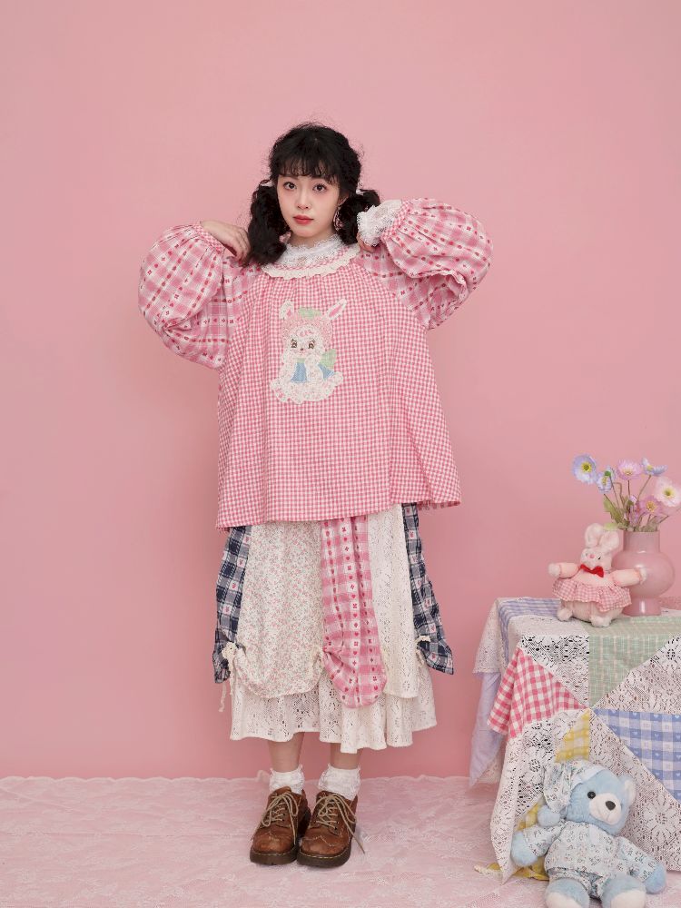Strawberry Bunny Balloon Sleeve Shirt【s0000012017】