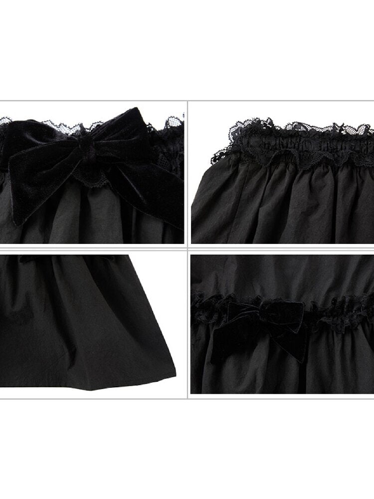 Velvet Bow Pleated Maxi Skirt【s0000016499】