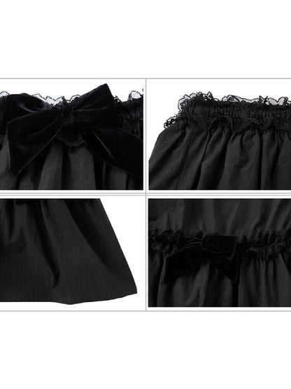 Velvet Bow Pleated Maxi Skirt【s0000016499】