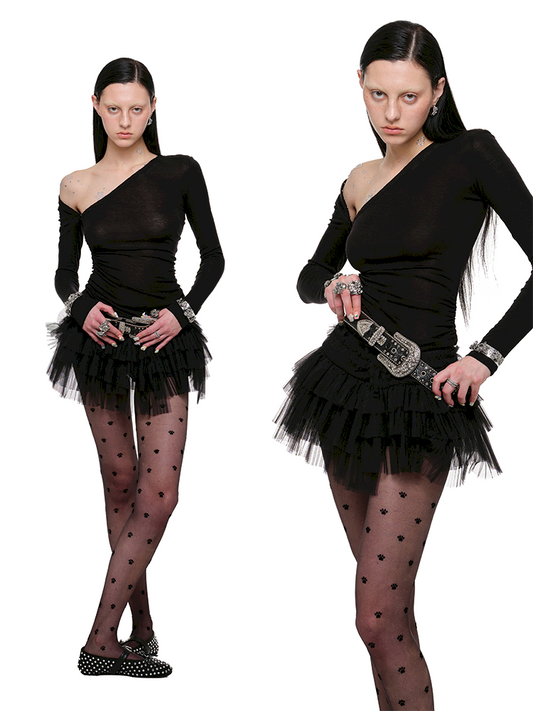 Irregular Multi-Layer Pleated Mesh Short Skirt【s0000011594】