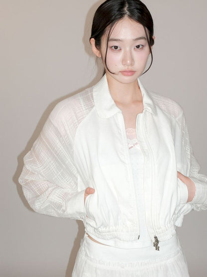 Semi-sheer plaid lightweight jacket【s0000013452】