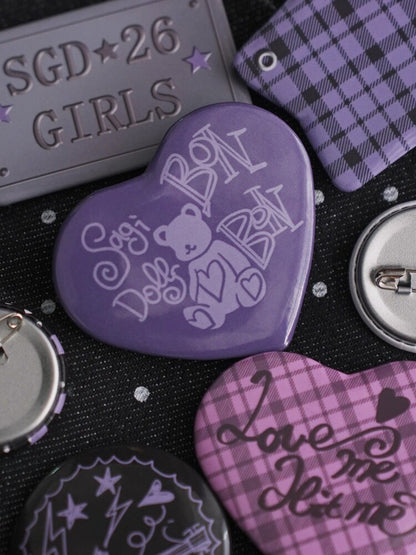 Black Purple Badge Set Brooch【s0000016643】