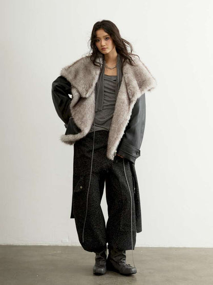 Detachable Fur Collar PU Jacket【s0000015196】
