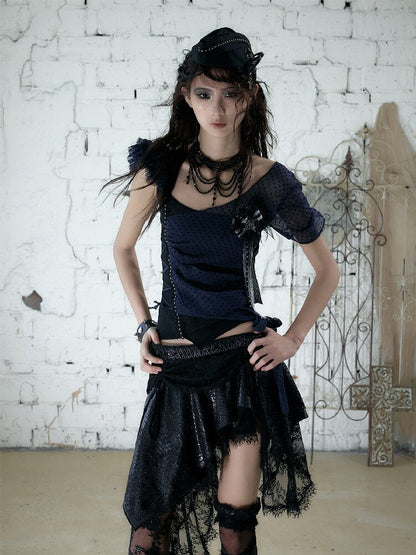 Y2k Retro Asymmetrical Strap T-Shirt【s0000017237】