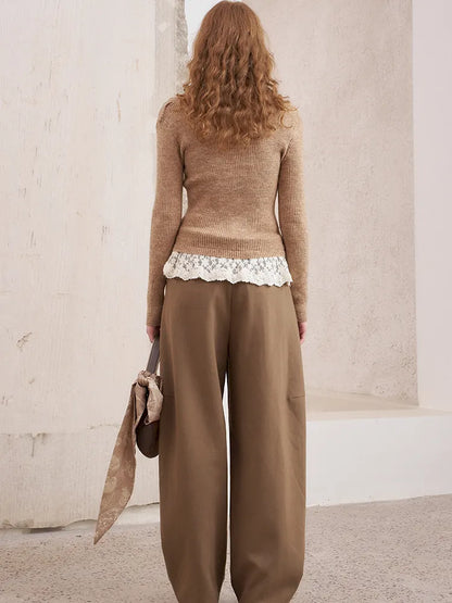 Loose-Knot Straight-Leg Wide-Leg Pants【s0000014046】