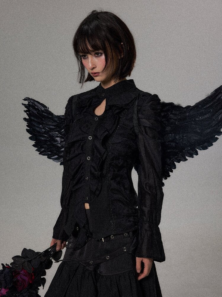 Dark Palace Asymmetrical Ruffle Shirt【s0000018502】