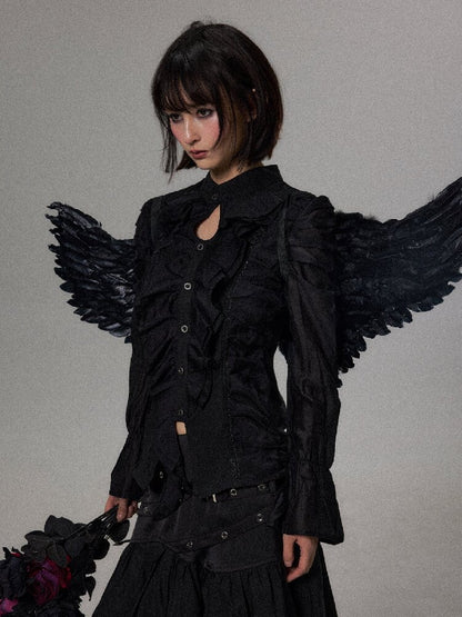 Dark Palace Asymmetrical Ruffle Shirt【s0000018502】