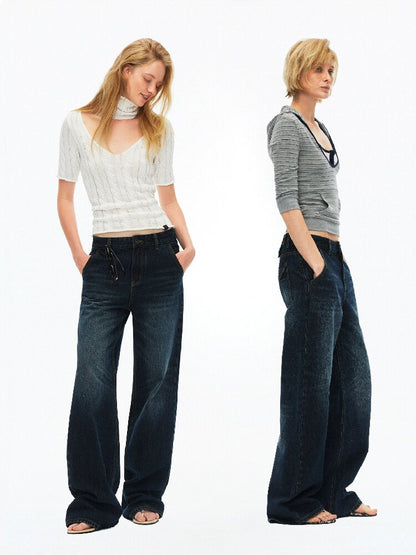 Cotton Lace Up Asymmetrical Jeans【s0000015925】